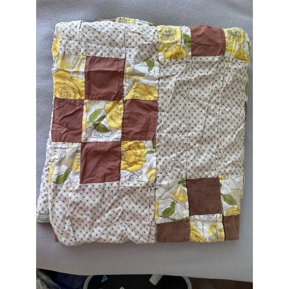 Vintage Quilt Handmade Patchwork Brown Accents 67